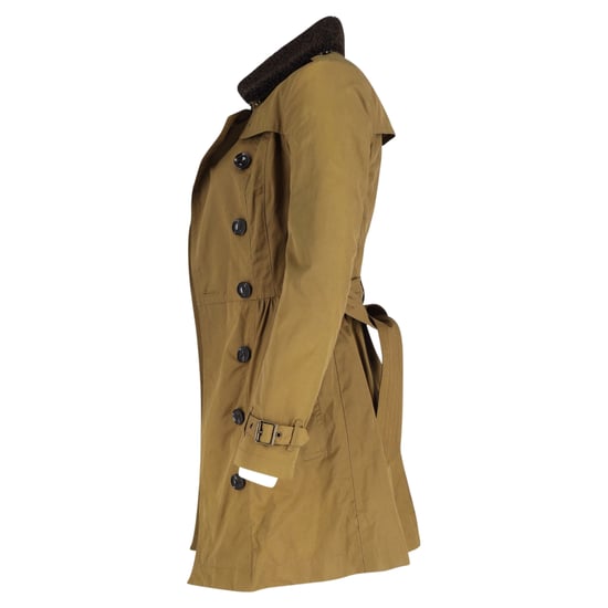 Burberry Brit Lange Trenchcoat met Schapenvachtkraag in Olijfgroene Katoen - Image 2
