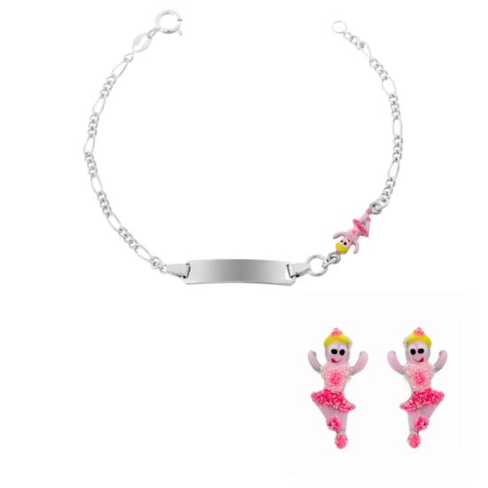 Orphelia 'Oviva' Child's 925 Sterling Silver Set: Bracelet + Earrings - Silver SET-7137