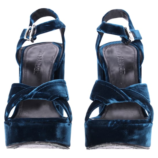 Jil Sander Chunky Sandalenhakken in Blauw Fluweel - Image 2