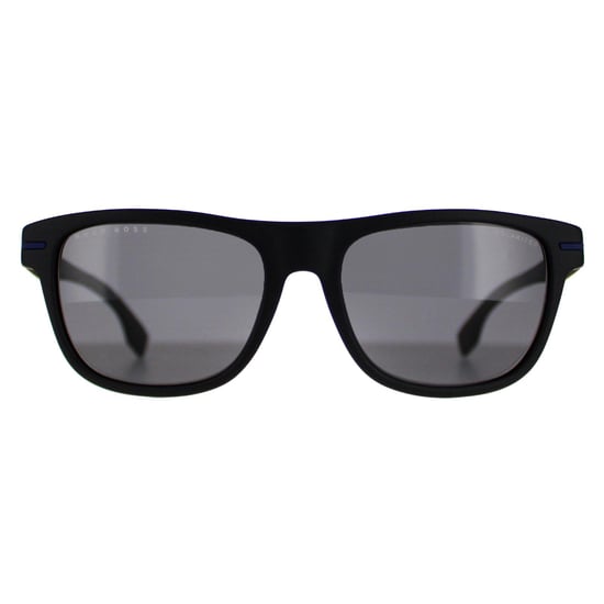Hugo Boss Rectangle Mens Matte Black Blue Grey Polarized BOSS 1322/S