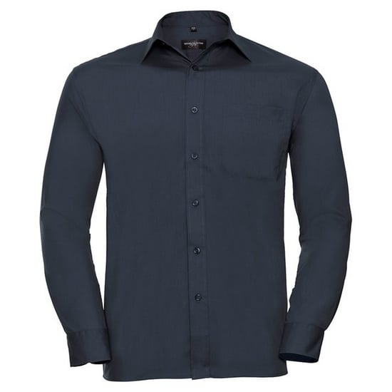Russell Collection Heren Poplin Easy-Care overhemd met lange mouwen (Franse marine) - Image 1
