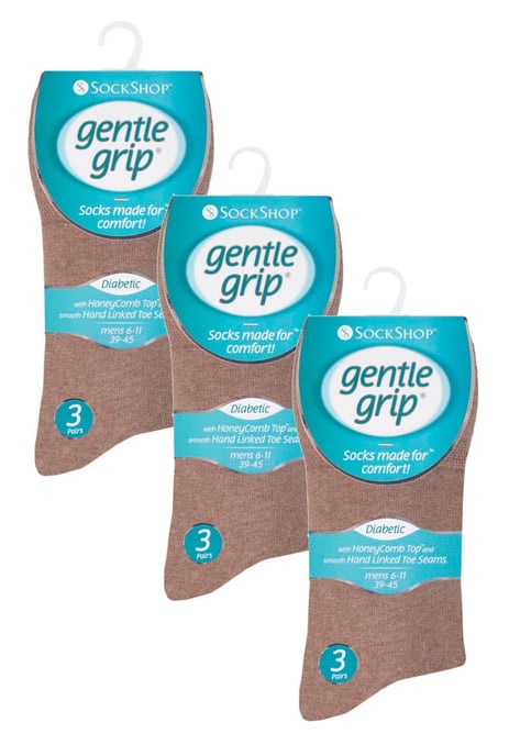 9 paar sokken zonder elastiek katoenen herensokken | Gentle Grip | Zachte losse sokken | Diabetische vriendelijke sokken - Bruin - Image 2