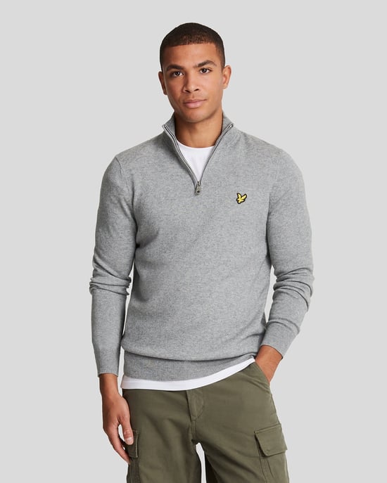 Lyle & Scott Cotton Merino 1/4 Zip Jumper Grey