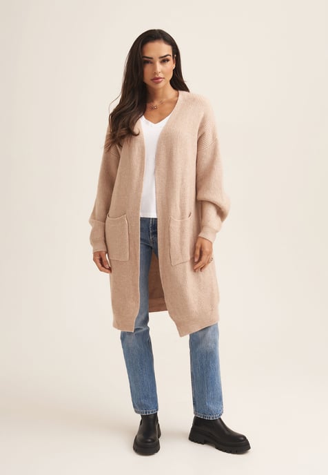 Fine Knit Pocket Edge to Edge Cardigan