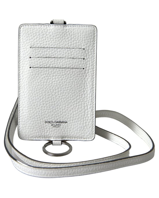 Logo-Embossed  Leather Card Holder with Lanyard