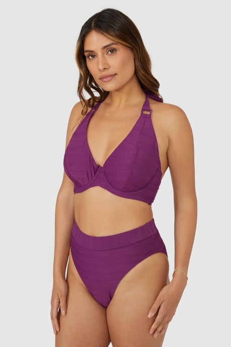 Gorgeous Textured  Non Padded Plunge Underwire Bikini Top