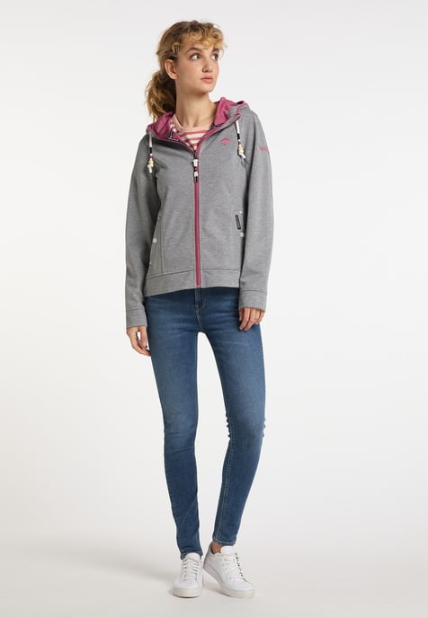 Schmuddelwedda functionele jas Dames grijs melange sorbet rood - Image 2