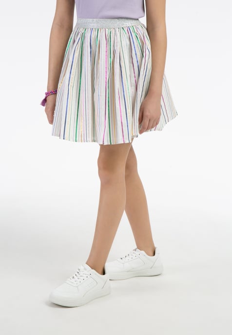 Mymo Minirok Meisje Witte veelkleurige strepen - Image 3