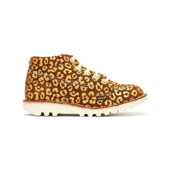 Jongens Meisjes Kickers Kick Hi Leopard Junior Bruin/Goud Laarzen - Image 5