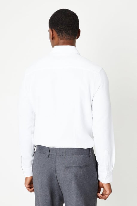 Slim Fit Long Sleeve Basket Weave Smart Shirt - Image 3