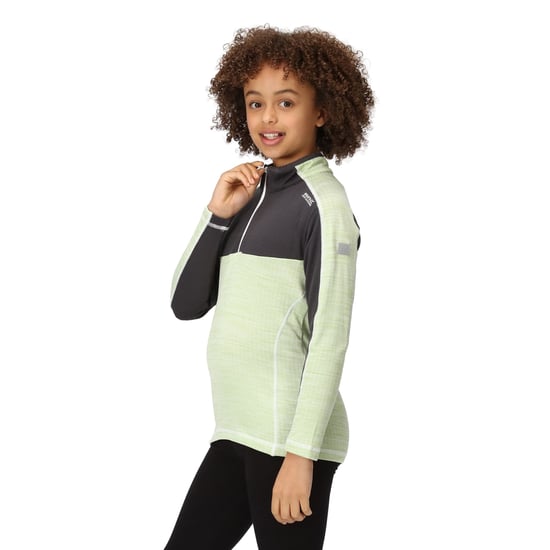 Regatta Childrens/Kids Hewley Recycled Half Zip Fleece Top (Quiet Green/Seal Grey)