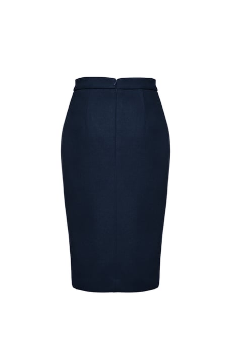Navy Blue Faux Mouflon Pencil Skirt