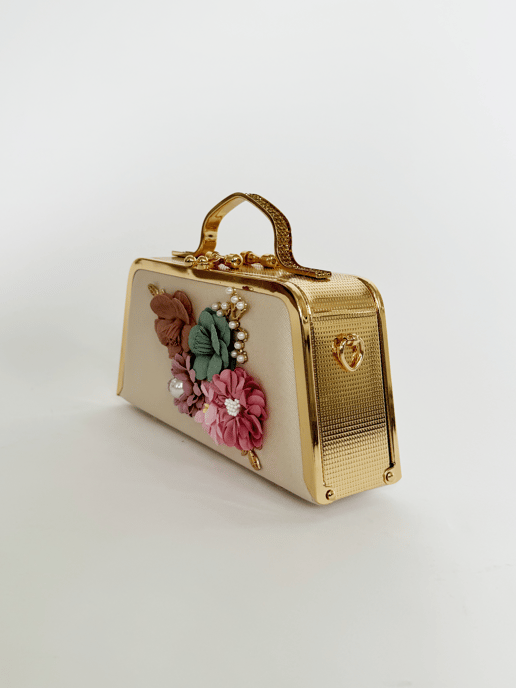 Double Sided Box Clutch with Applique Floral