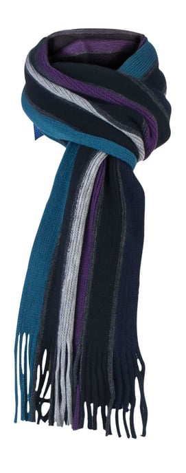 Warme gebreide gestreepte wintersjaal voor heren - Turquoise Paars - Image 2