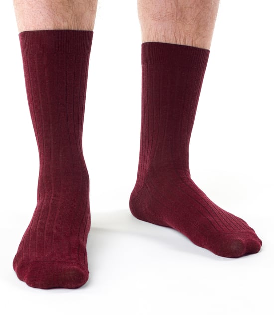Steven - Heren 1 Paar Merino Wol Sokken met Zachte Boord, Niet-elastische Sokken - Bordeaux - Image 2