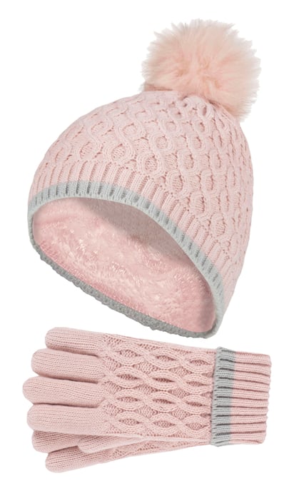 Heat Holders Meisjes Thermische Pom Pom Muts En Handschoenen - Schemerig Roze - Image 1