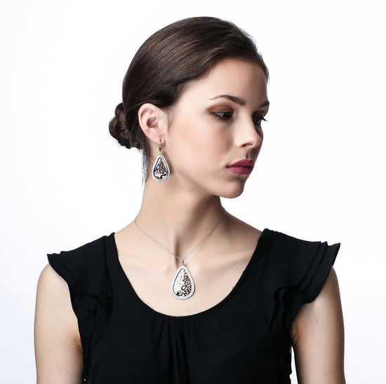 Orphelia Dames 925 Sterling Zilveren Set: Ketting-Hanger + Oorbellen - Zilver/Roze SET-068 - Image 5