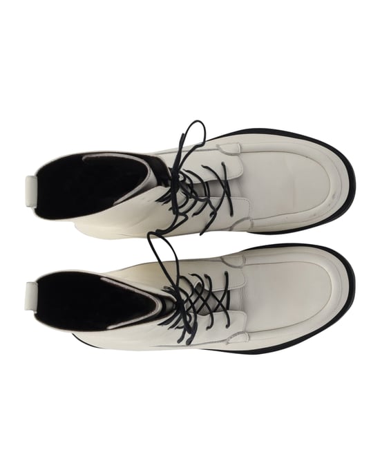 The Row Patty Lace-Up Combat Boots in White Leather - Image 5