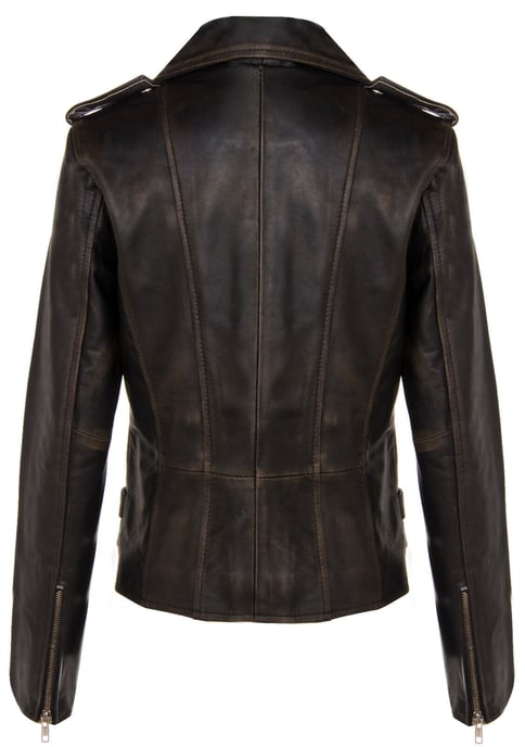 Womens Leather Brando Biker Jacket-Loddon