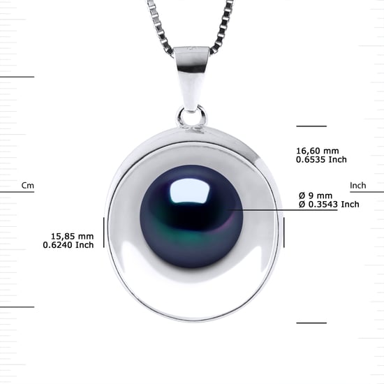 REFLECTIONS Necklace Freshwater Pearl 9-10 mm Black 925