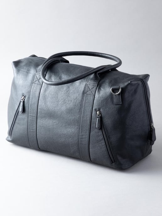 Discoverer Large Leather Holdall in Black