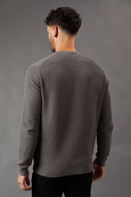 Waffle Crew Neck Knitted Jumper