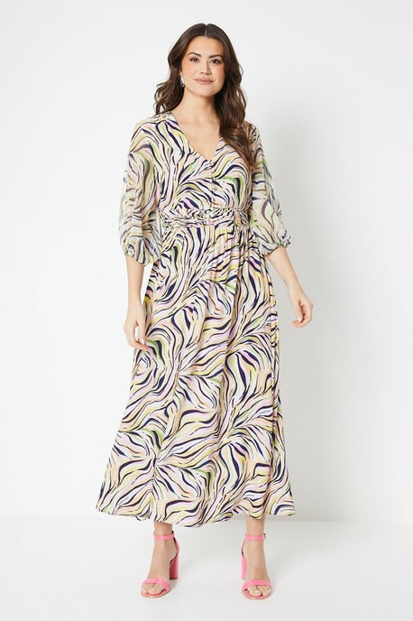 Balloon Sleeve Waist Detail Dress