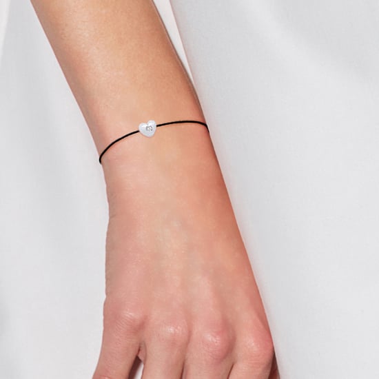 DIADEMA - Bracelet - Black Nylon - Heart - Real Diamond