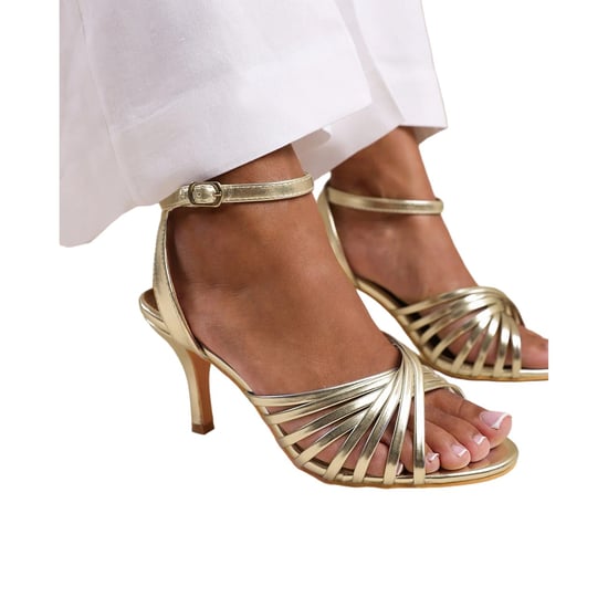 Where's That From Womens/Ladies Cyprus Crossover Strap Mid Heel Sandals (Gold)