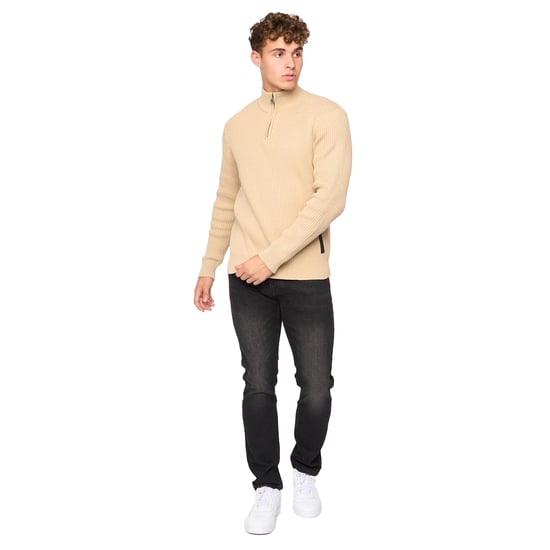 Crosshatch Heren Havaline gebreide Quarter Zip Pullover (Zwart) - Image 4