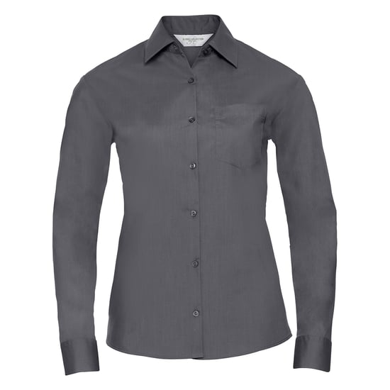 Russell Collection Dames/Dames Klassiek Polycotton Easy-Care Shirt met Lange Mouwen (Konvooi Grijs) - Image 1