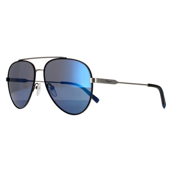 Salvatore Ferragamo zonnebril SF204S 001 Black Matte Dark Ruthenium Flash Blue Sky - Image 2