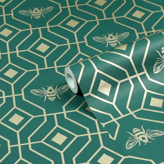 Bee Deco Gouden Geometrische Folie Behang - Image 1