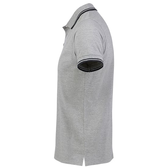 SOLS Heren Pasadena getipt korte mouw Pique Polo Shirt (Heide Grijs/Navy) - Image 3