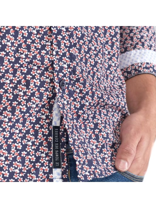 Le Temps Des Cerises Herenshirt Floy met rotem Blumenmuster - Image 4