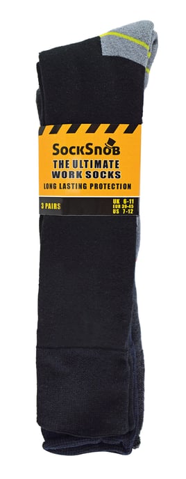 Sock Snob - Set van 6 kniehoge werksokken voor heren - Zwart - Image 2
