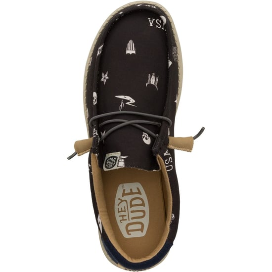 HEYDUDE Wally Stars n Skulls 100% Katoenen Heren Zwarte Bootschoenen - Image 5