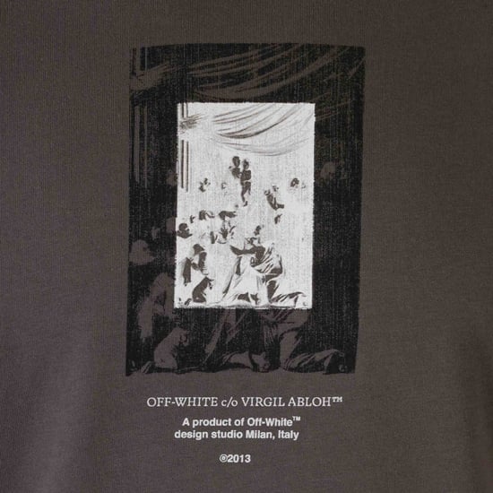 Off-White Paint Mirror Logo Slim Fit Grey T-Shirt