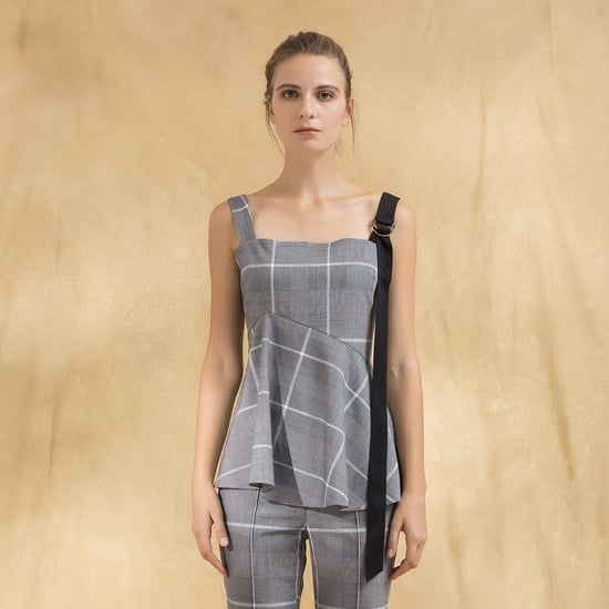 Wijd uitlopende tartan top - Image 3