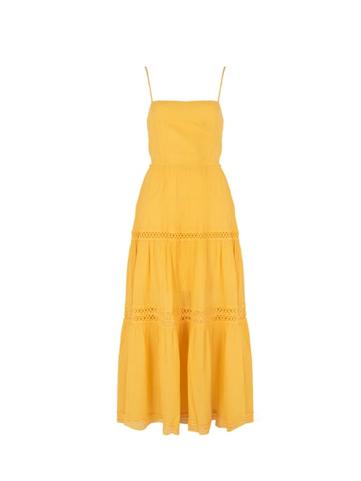 Guess Dress Lace Up Woman's Yellow