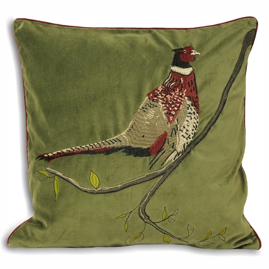 Paoletti Hunter Velvet Geborduurde Fazanten Bies Kussenhoes - Image 1