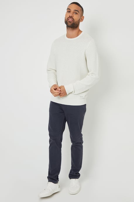 Natural Crochet Knit Crew Neck Jumper