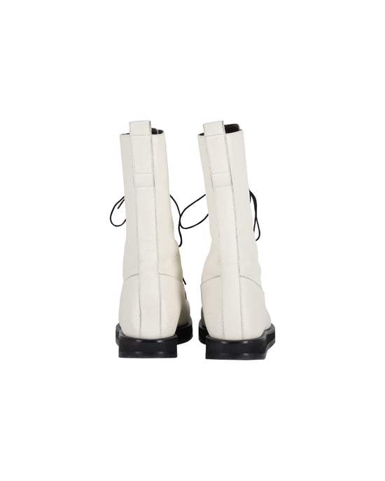 The Row Patty Lace-Up Combat Boots in White Leather - Image 4