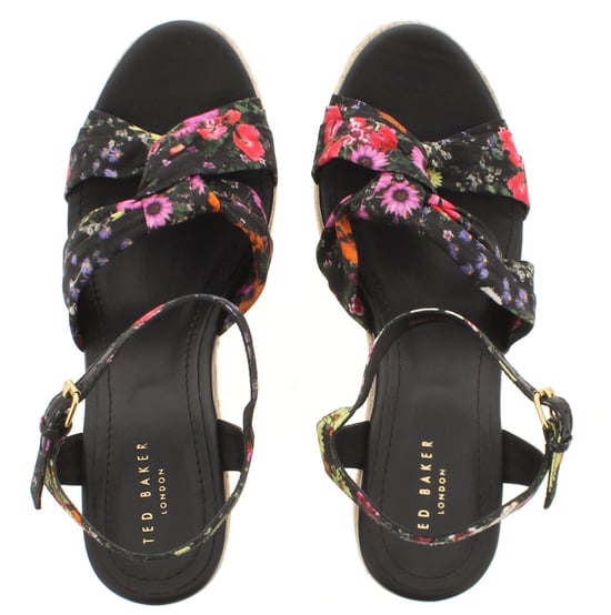 Ted Baker Dames Sandalen Cardima Espadrille Wedge Bloemenprint Zwart - Image 6