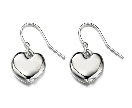 Fiorelli Fashion Imitation Rhodium Plated Heart Charm Hook Earrings