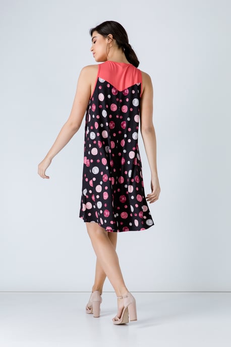 Coral A Line Print Dress