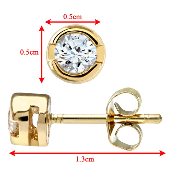9ct Yellow Gold Rub Set Quarter Carat Diamond Earrings