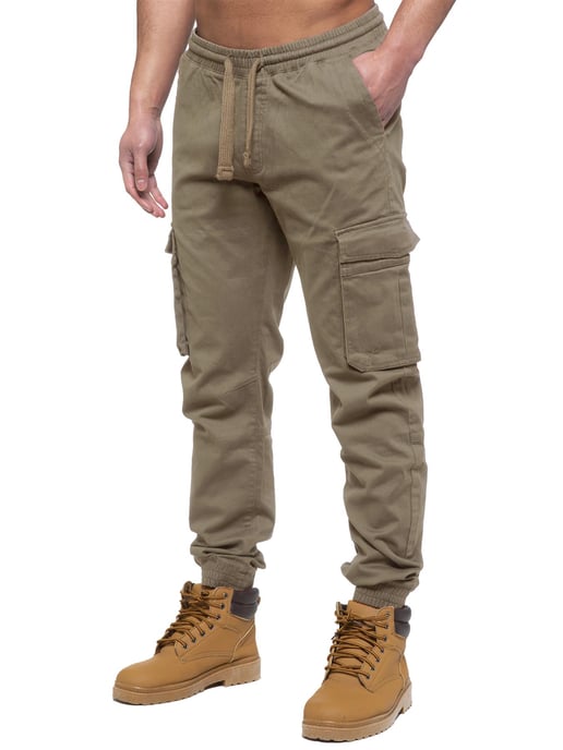 Enzo | Heren Cargo Jogger Jeans - Beige - Image 1
