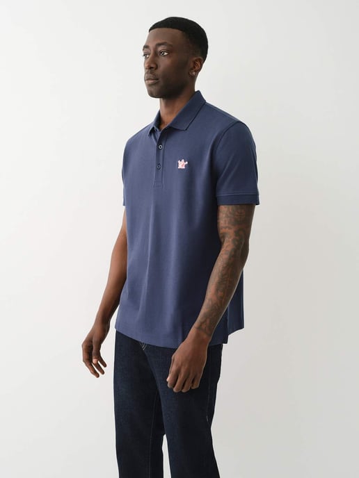 Relaxed Buddha Patch Polo in Blue