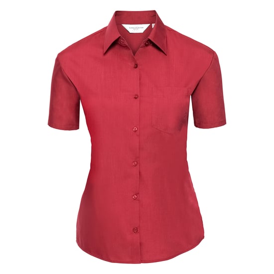 Russell Collection Dames/Dames Klassiek Polycotton Easy-Care Overhemd met Korte Mouwen (Klassiek rood) - Image 1